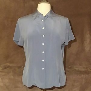 Casual Corner 100% Silk Polo Top